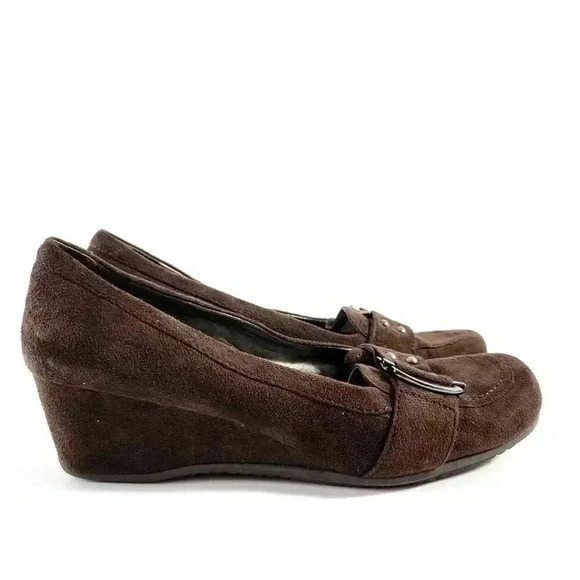 Mark Fisher Chocolate Suede Leather Wedge Loafers - 10 - Picture 4 of 9